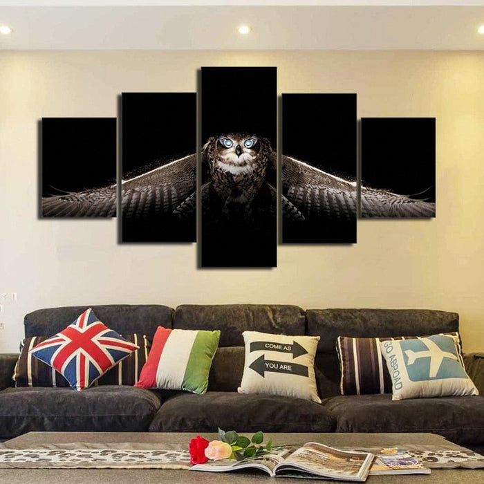 Diamond Owl 5 Piece HD Multi Panel Canvas Wall Art Frame - Original Frame