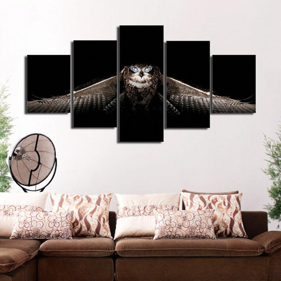 Diamond Owl 5 Piece HD Multi Panel Canvas Wall Art Frame - Original Frame