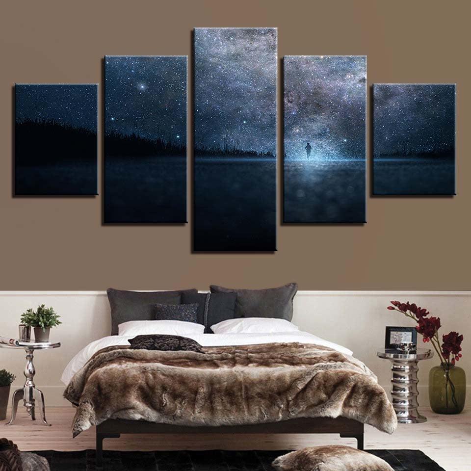 Beautiful Starry Sky 5 Piece HD Multi Panel Canvas Wall Art Frame - Original Frame