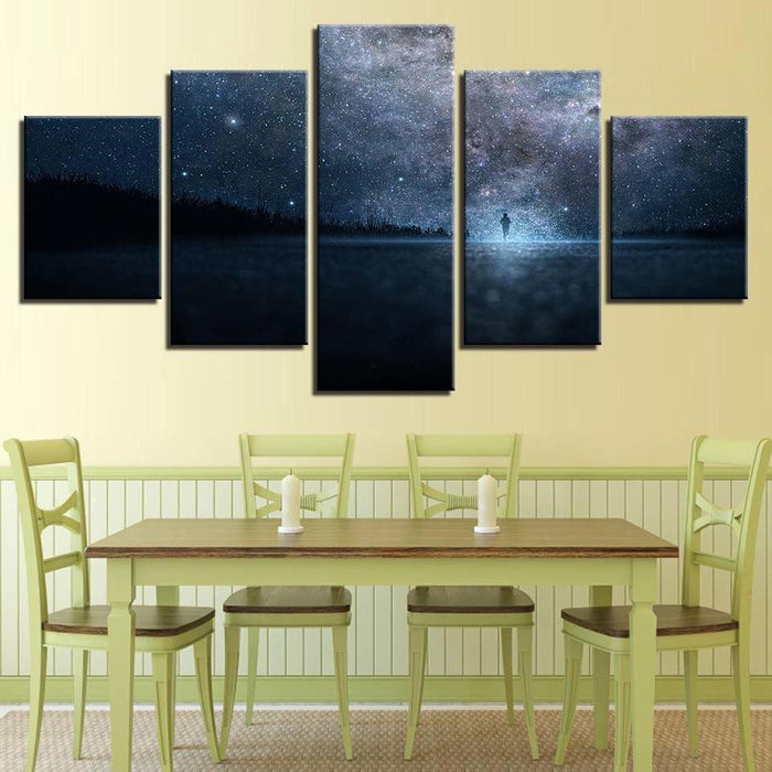 Beautiful Starry Sky 5 Piece HD Multi Panel Canvas Wall Art Frame - Original Frame