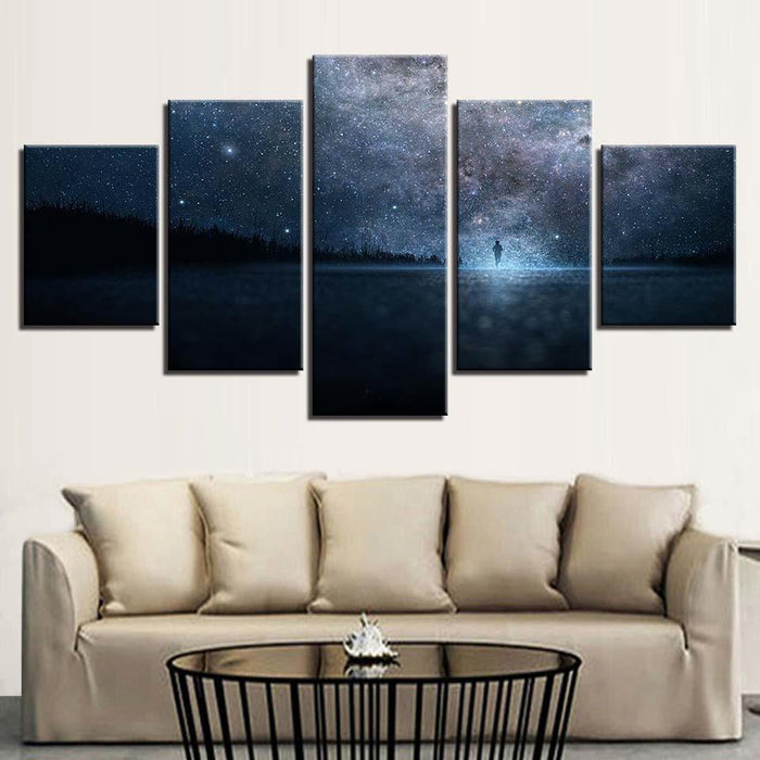 Beautiful Starry Sky 5 Piece HD Multi Panel Canvas Wall Art Frame - Original Frame