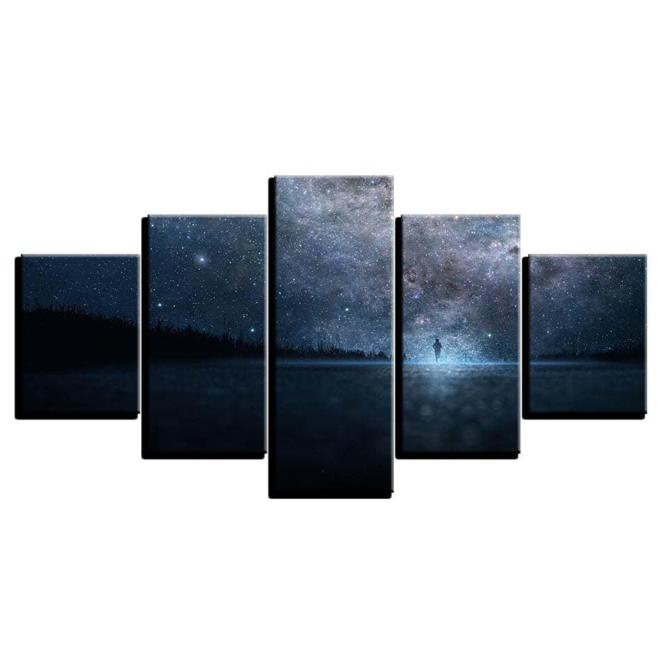 Beautiful Starry Sky 5 Piece HD Multi Panel Canvas Wall Art Frame - Original Frame