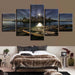 Boat Ashore at Night 5 Piece HD Multi Panel Canvas Wall Art Frame - Original Frame