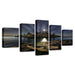 Boat Ashore at Night 5 Piece HD Multi Panel Canvas Wall Art Frame - Original Frame