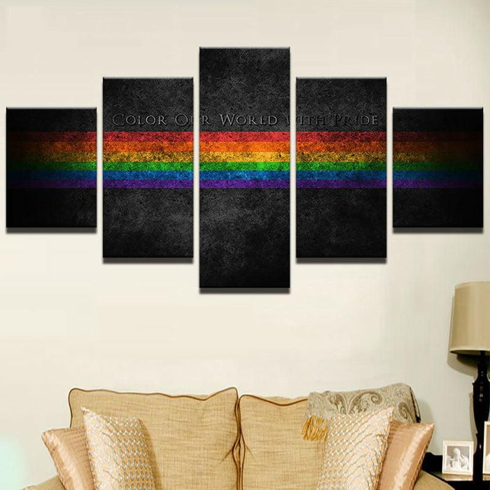 Rainbow Painting 5 Piece HD Multi Panel Canvas Wall Art Frame
