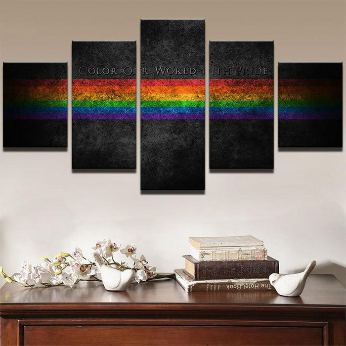 Rainbow Painting 5 Piece HD Multi Panel Canvas Wall Art Frame