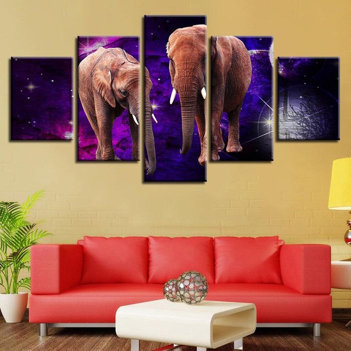 Elephant Canvas 5 Piece HD Multi Panel Canvas Wall Art Frame