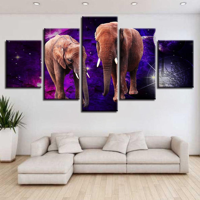 Elephant Canvas 5 Piece HD Multi Panel Canvas Wall Art Frame - Original Frame