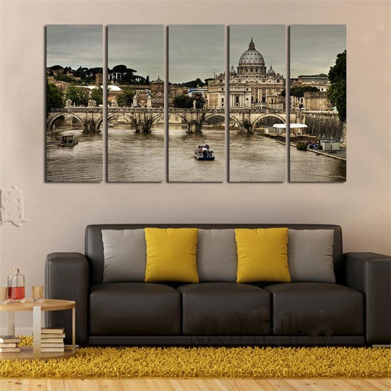 Cathedral in Italy 5 Piece HD Multi Panel Canvas Wall Art Frame - Original Frame