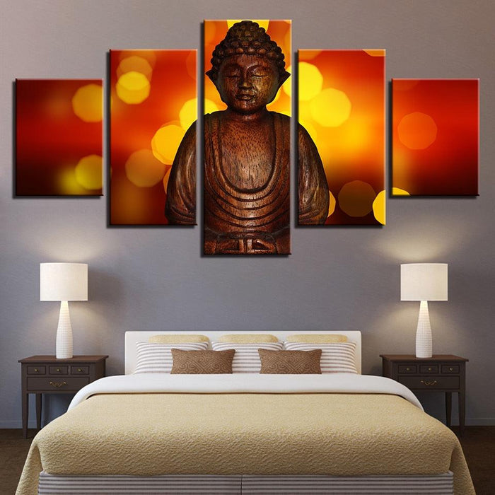 Lord Buddha 5 Piece HD Multi Panel Canvas Wall Art Frame