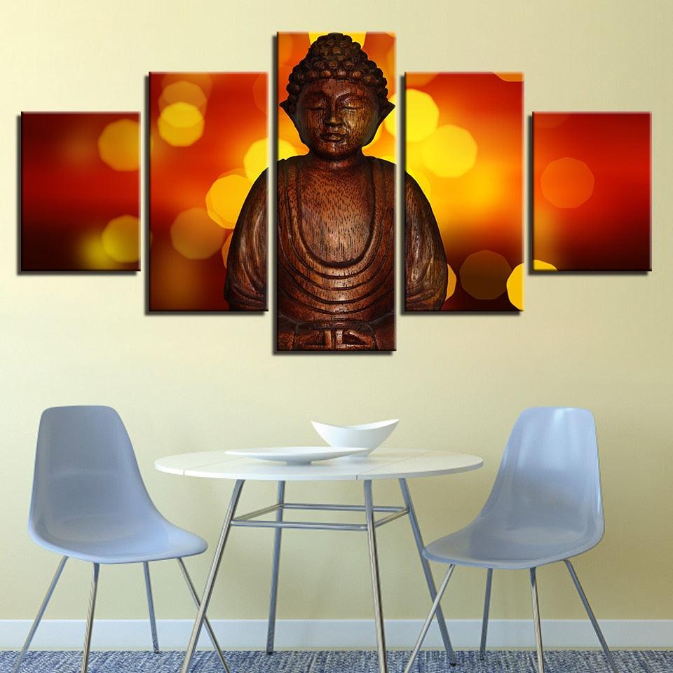 Buddha 5 Piece HD Multi Panel Canvas Wall Art Frame - Original Frame