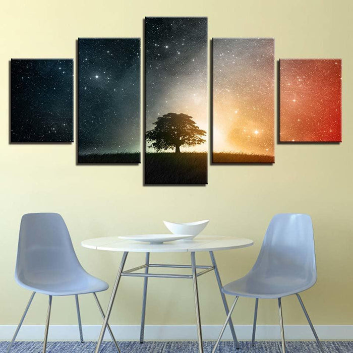 Starry Tree 5 Piece HD Multi Panel Canvas Wall Art Frame - Original Frame