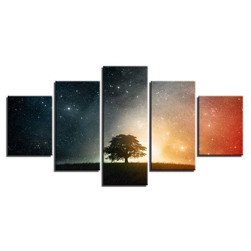 Starry Tree 5 Piece HD Multi Panel Canvas Wall Art Frame - Original Frame