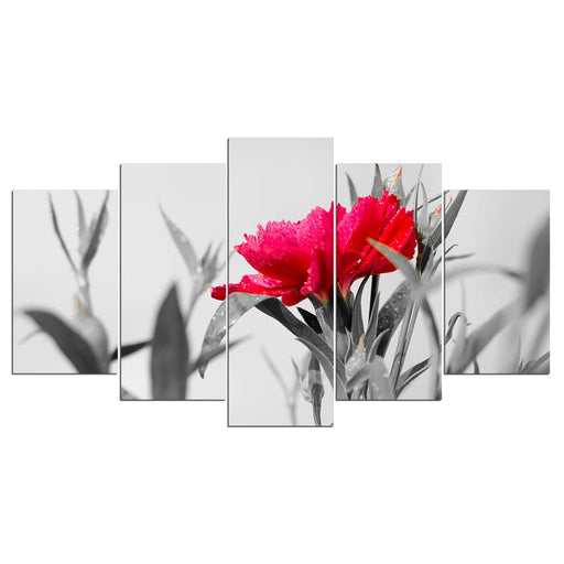 A Red And Black Flower 5 Piece HD Multi Panel Canvas Wall Art Frame - Original Frame