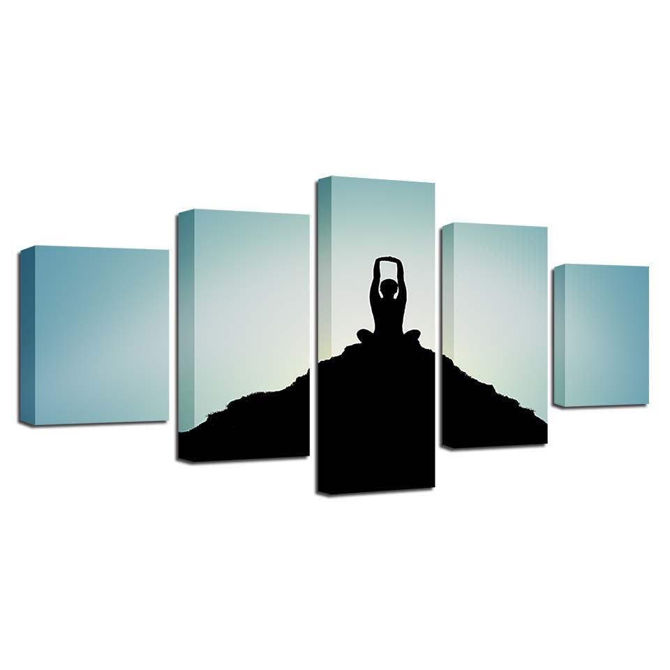 Mountaintop Yoga 5 Piece HD Multi Panel Canvas Wall Art Frame - Original Frame