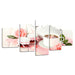 Pink Rose Tea 5 Piece HD Multi Panel Canvas Wall Art - Original Frame