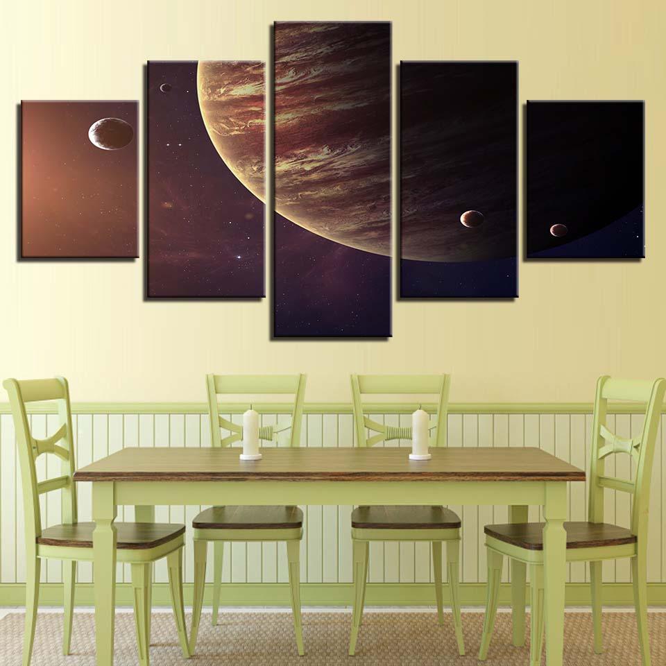 Planets 5 Piece HD Multi Panel Canvas Wall Art - Original Frame