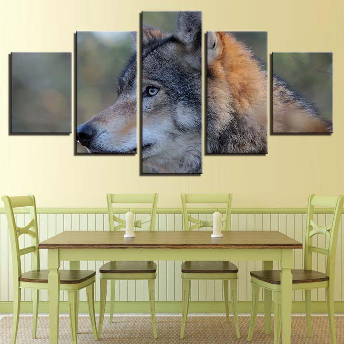 Wolf Animal Frame 5 Piece HD Multi Panel Canvas Wall Art Frame - Original Frame