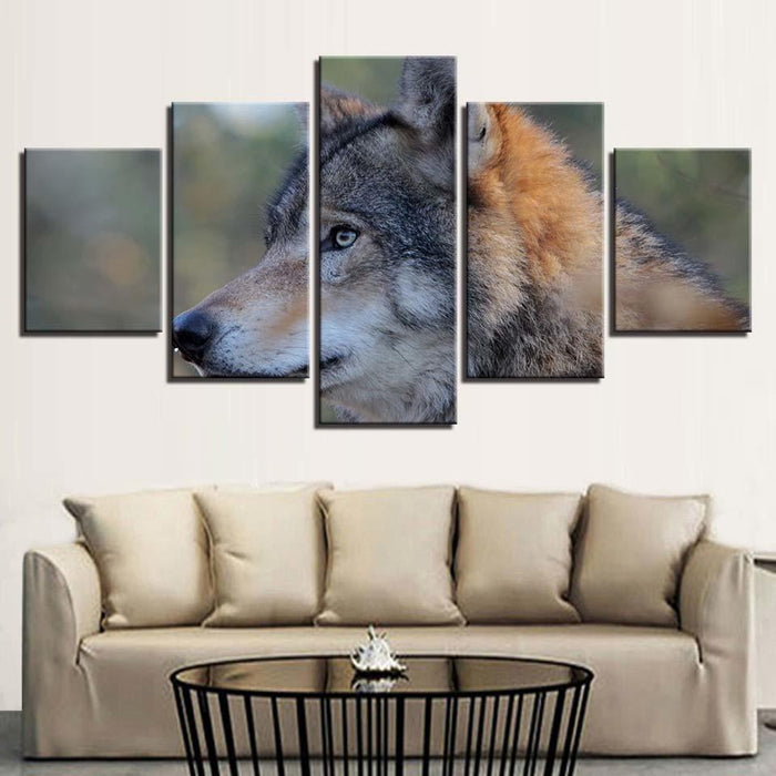 Wolf Animal Frame 5 Piece HD Multi Panel Canvas Wall Art Frame - Original Frame