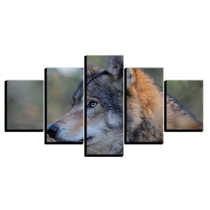 Wolf Animal Frame 5 Piece HD Multi Panel Canvas Wall Art Frame - Original Frame