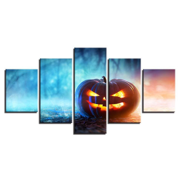 Carved Pumpkin 5 Piece HD Multi Panel Canvas Wall Art Frame - Original Frame