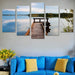 Blue Sky White Cloud 5 Piece HD Multi Panel Canvas Wall Art Frame - Original Frame