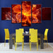 Flame Flower 5 Piece HD Multi Panel Canvas Wall Art Frame - Original Frame