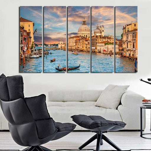 City of Venice 5 Piece HD Multi Panel Canvas Wall Art Frame - Original Frame