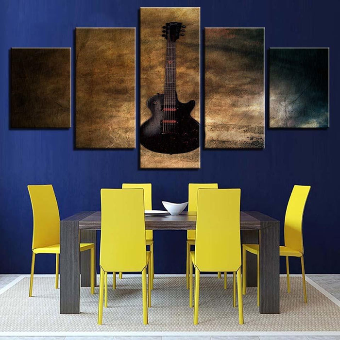 The Rustic Guitar 5 Piece HD Multi Panel Canvas Wall Art Frame