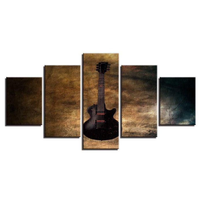 The Rustic Guitar 5 Piece HD Multi Panel Canvas Wall Art Frame
