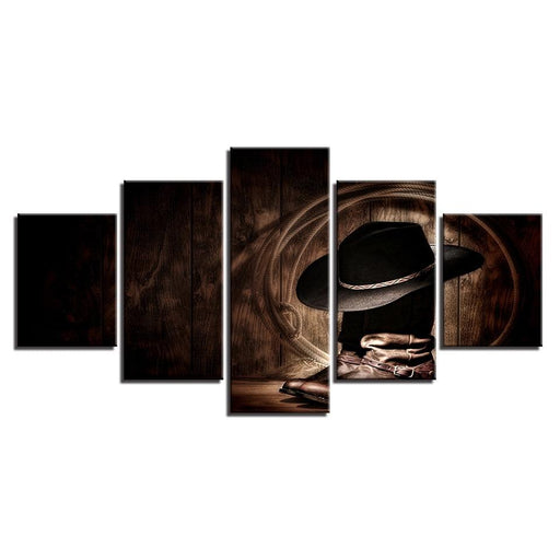 Retro Cowboy 5 Piece HD Multi Panel Canvas Wall Art Frame - Original Frame