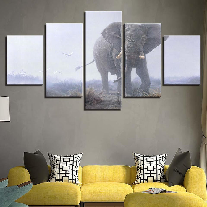 Elephant 5 Piece HD Multi Panel Canvas Wall Art Frame - Original Frame