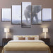 Elephant 5 Piece HD Multi Panel Canvas Wall Art Frame - Original Frame