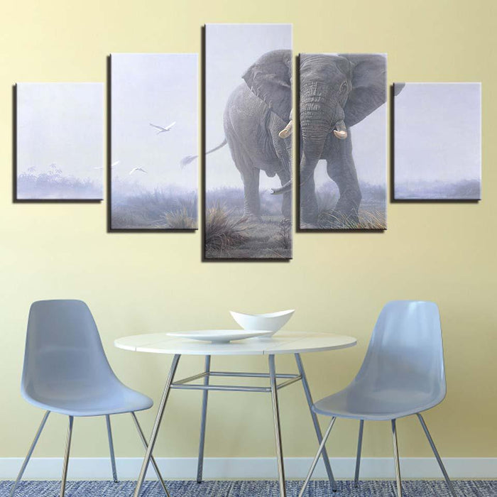 Elephant 5 Piece HD Multi Panel Canvas Wall Art Frame - Original Frame