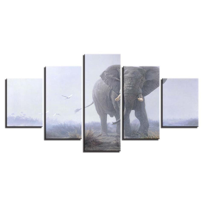 Elephant 5 Piece HD Multi Panel Canvas Wall Art Frame - Original Frame