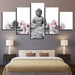 Buddha Orchid 5 Piece HD Multi Panel Canvas Wall Art Frame - Original Frame