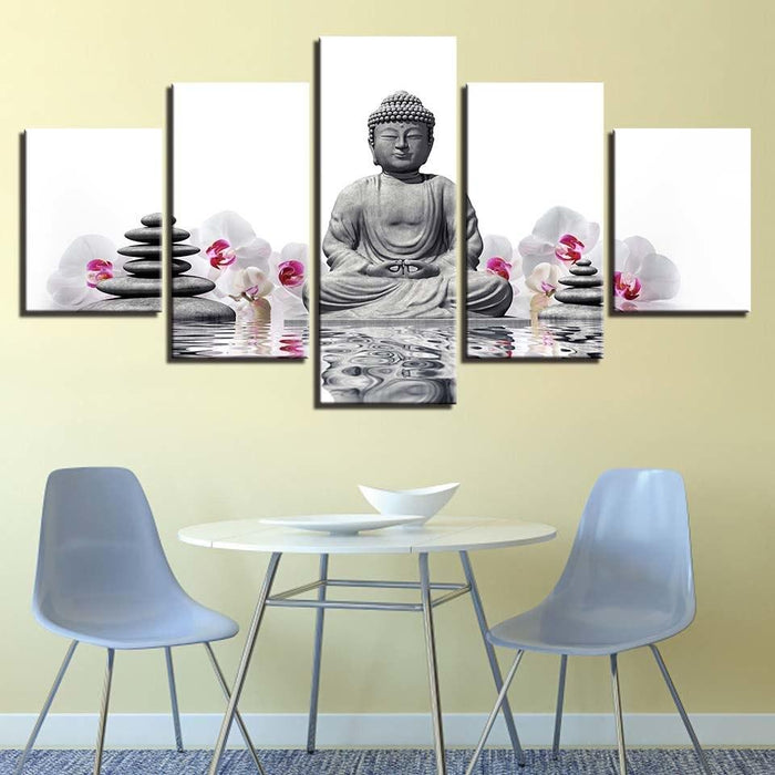 Buddha Orchid  5 Piece HD Multi Panel Canvas Wall Art Frame