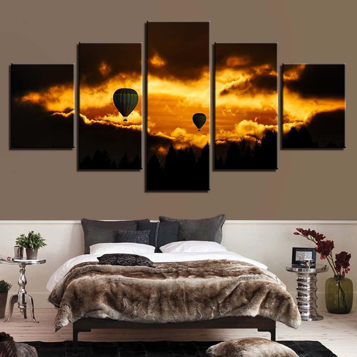 Hot Air Balloons 5 Piece HD Multi Panel Canvas Wall Art Frame - Original Frame