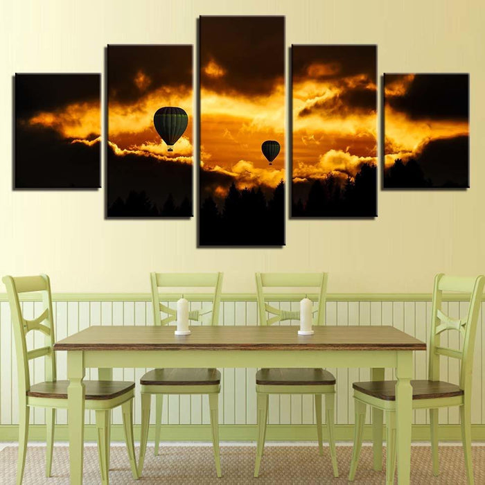 Hot Air Balloons 5 Piece HD Multi Panel Canvas Wall Art Frame - Original Frame