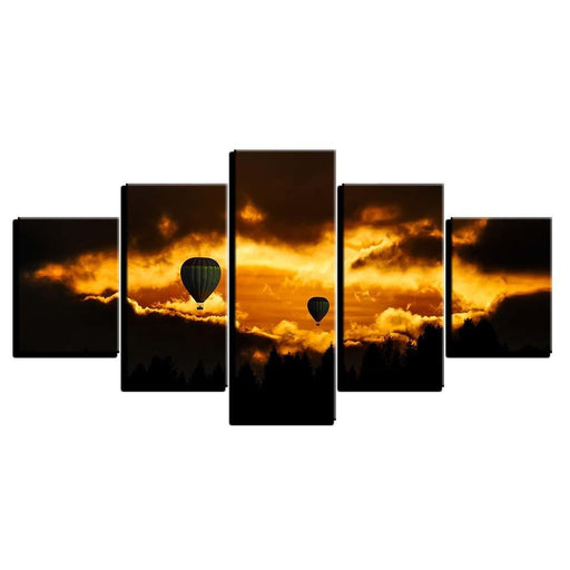 Hot Air Balloons 5 Piece HD Multi Panel Canvas Wall Art Frame - Original Frame