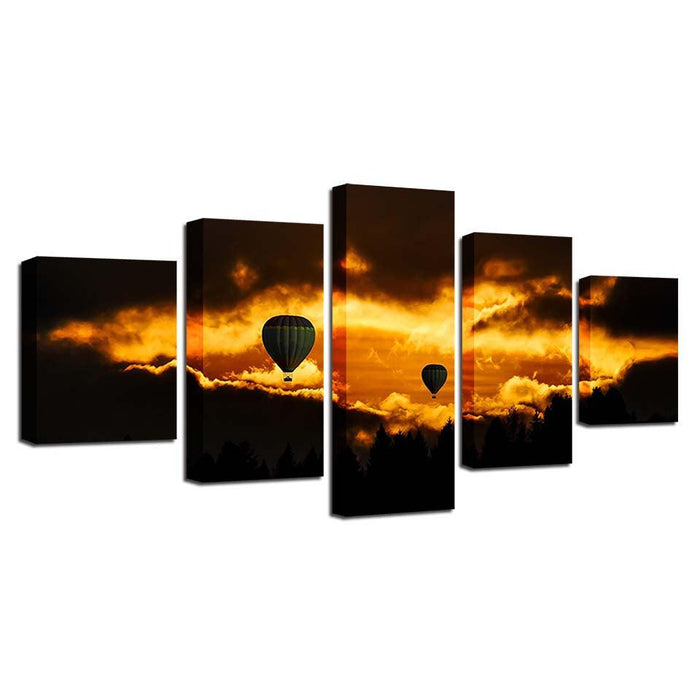 Hot Air Balloons 5 Piece HD Multi Panel Canvas Wall Art Frame - Original Frame