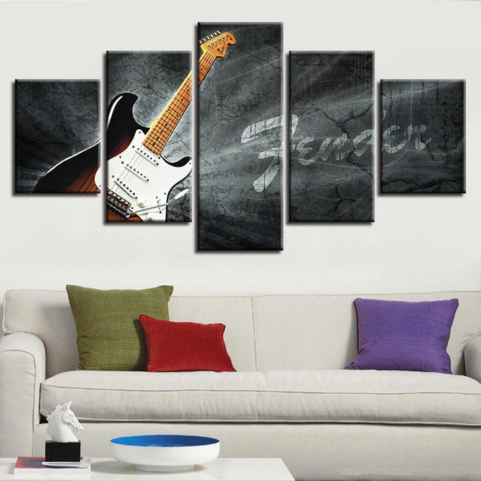 Guitar 5 Piece HD Multi Panel Canvas Wall Art - Original Frame