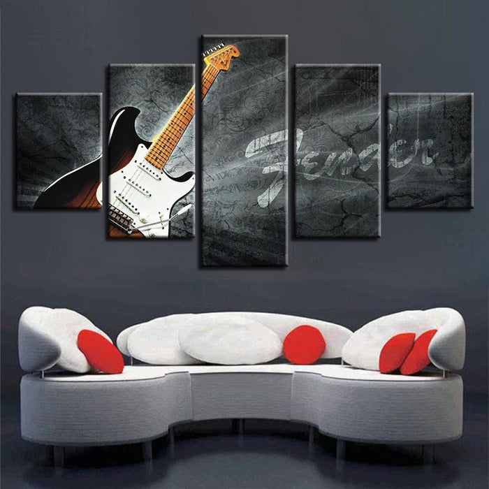 Guitar 5 Piece HD Multi Panel Canvas Wall Art - Original Frame