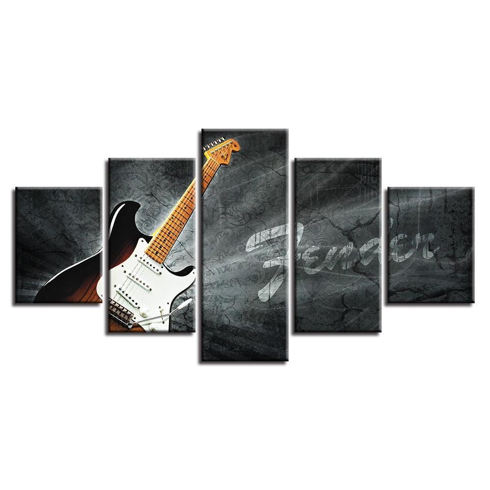 Guitar 5 Piece HD Multi Panel Canvas Wall Art - Original Frame