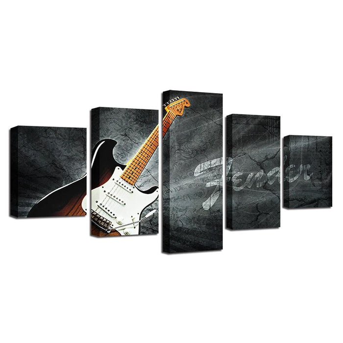 Guitar 5 Piece HD Multi Panel Canvas Wall Art - Original Frame