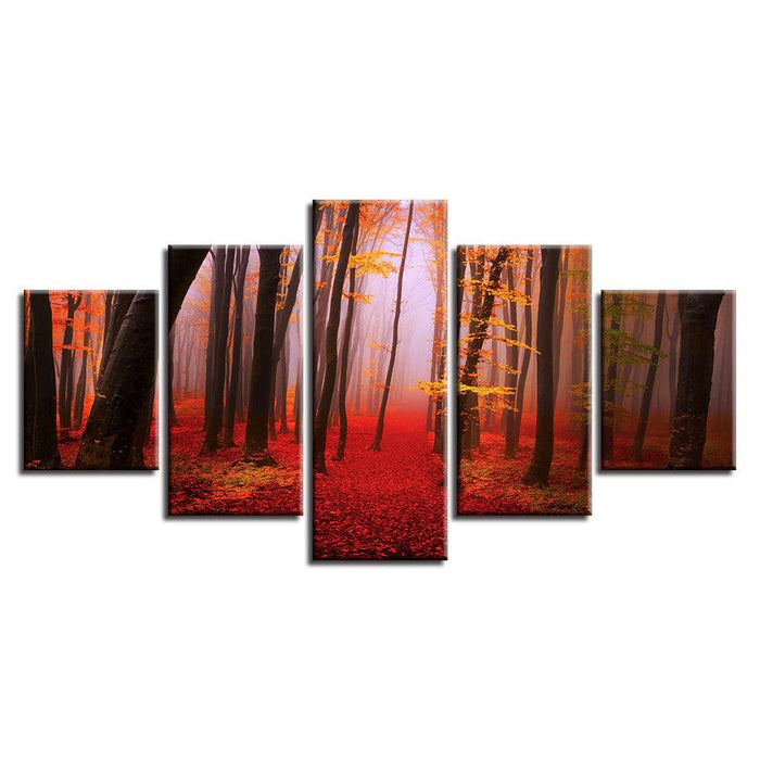 Autumn Forest 5 Piece HD Multi Panel Canvas Wall Art Frame