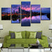 Buildings at Night 5 Piece HD Multi Panel Canvas Wall Art Frame - Original Frame