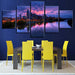 Buildings at Night 5 Piece HD Multi Panel Canvas Wall Art Frame - Original Frame