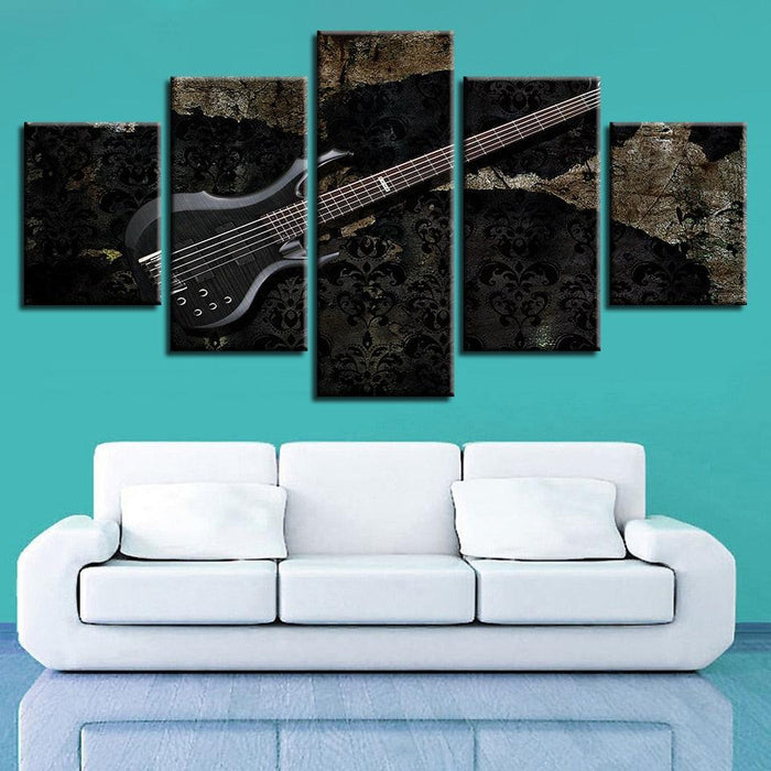 Electric Guitar 5 Piece HD Multi Panel Canvas Wall Art Frame
