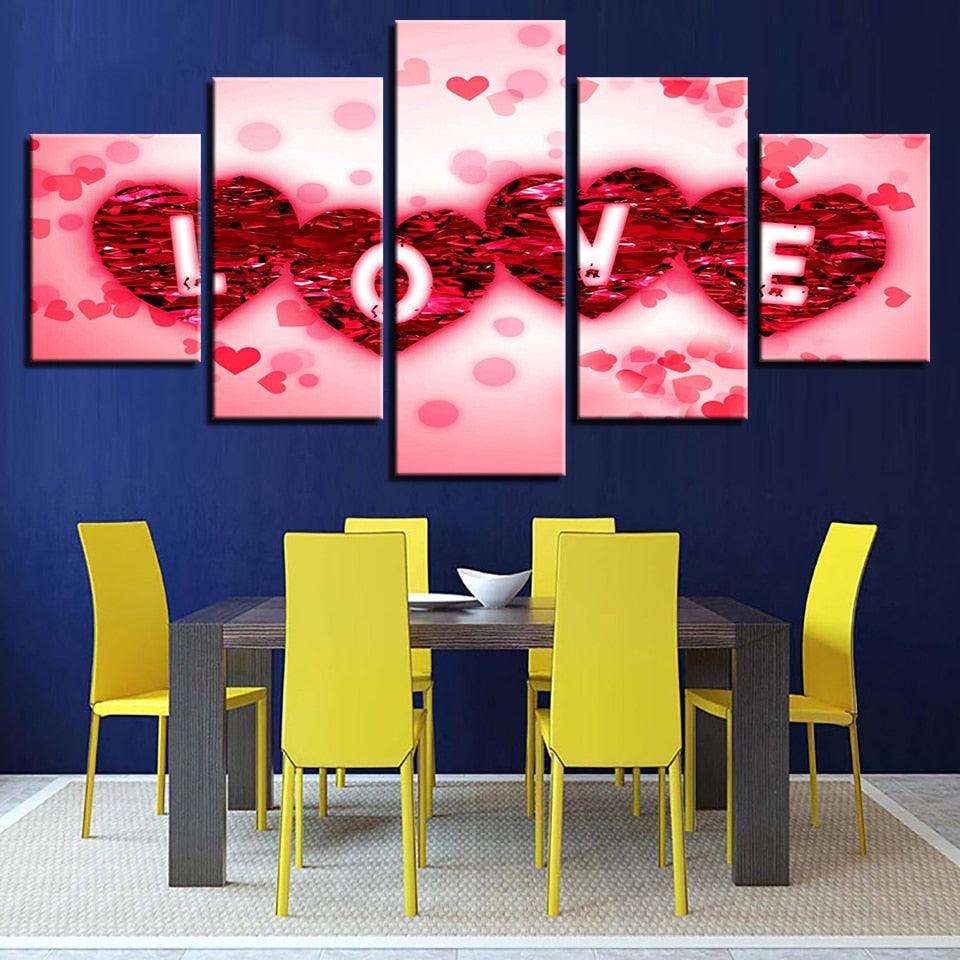 Rose Petals Love 5 Piece HD Multi Panel Canvas Wall Art Frame - Original Frame